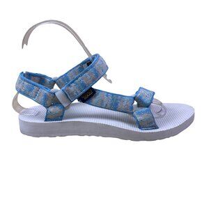 Teva Women’s Blue & White Adhesive Closure Adjustable Strappy Sandals Size 7